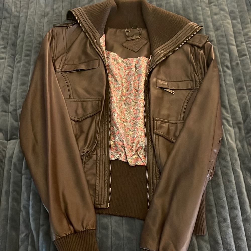 Brown leather jacket